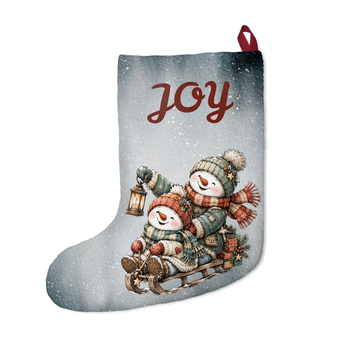 Personalizable Christmas Stocking - Joy Snowmen Christmas Stocking