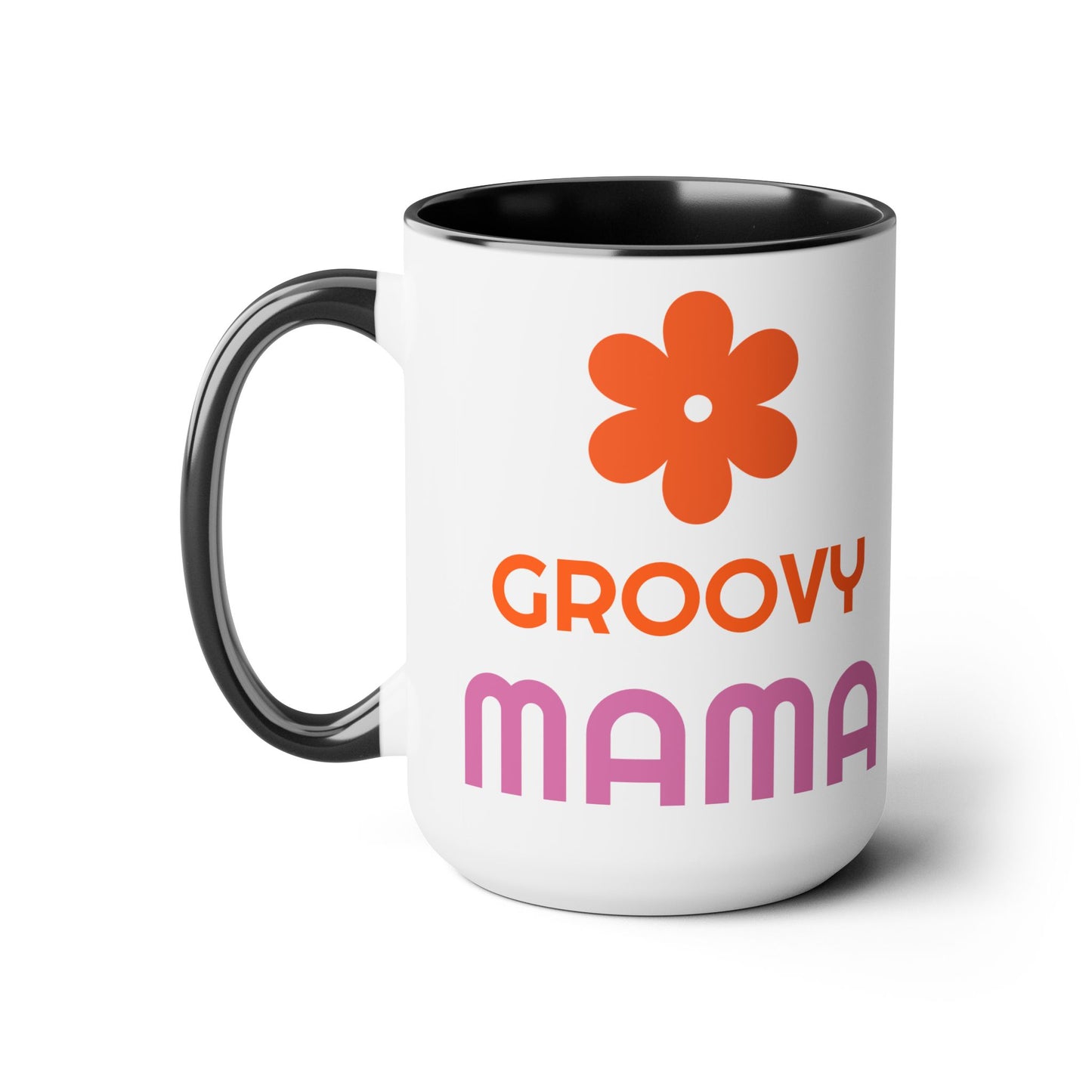 Hippie Theme Two-Tone Coffee Mugs, 15oz, Coffee, Tea, Hot Chocolate Lovers, Groovy Birthday or Any Occasion Gift Idea for Her, for Moms
