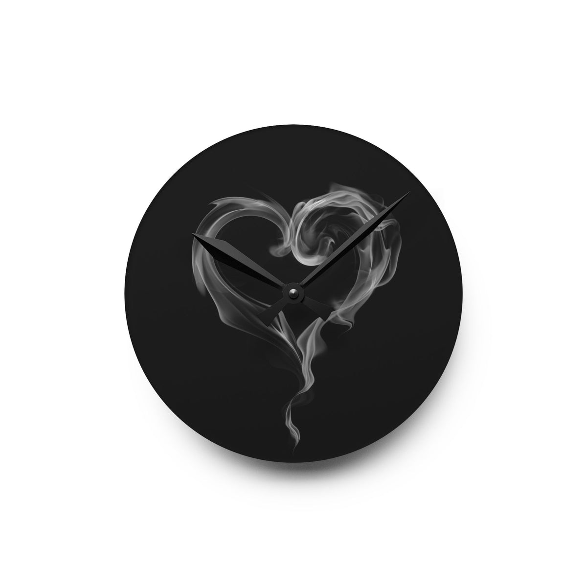 Gothic Smoky Heart-Shape with Black Background Acrylic Wall Clock, Home or Office Decor, Housewarming or Any Occasion Gift Idea