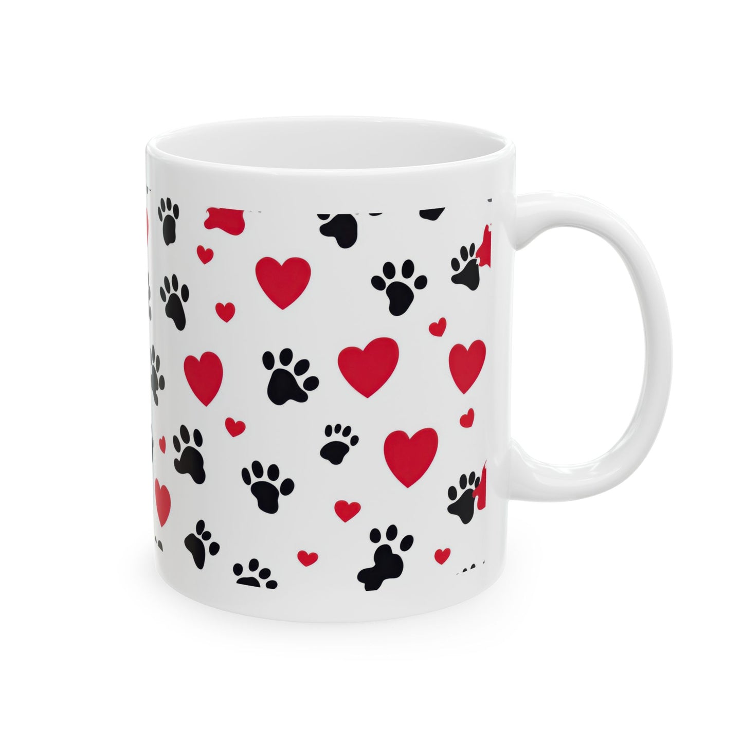 Valentine Paw Print Ceramic Mug – I Love My Furry Valentine (11oz & 15oz)