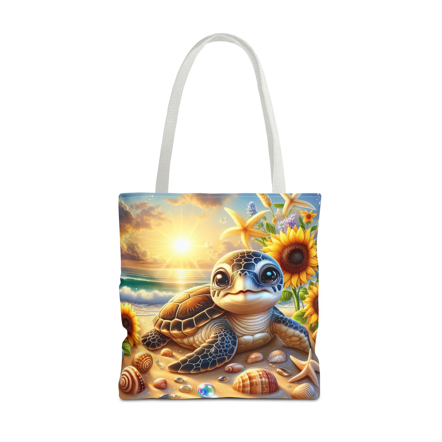 Beachy Turtle Tote Bag | Sea Life AOP Bag | Summer Accessories | Eco-Friendly Vacation Tote | Gift for Ocean Lovers