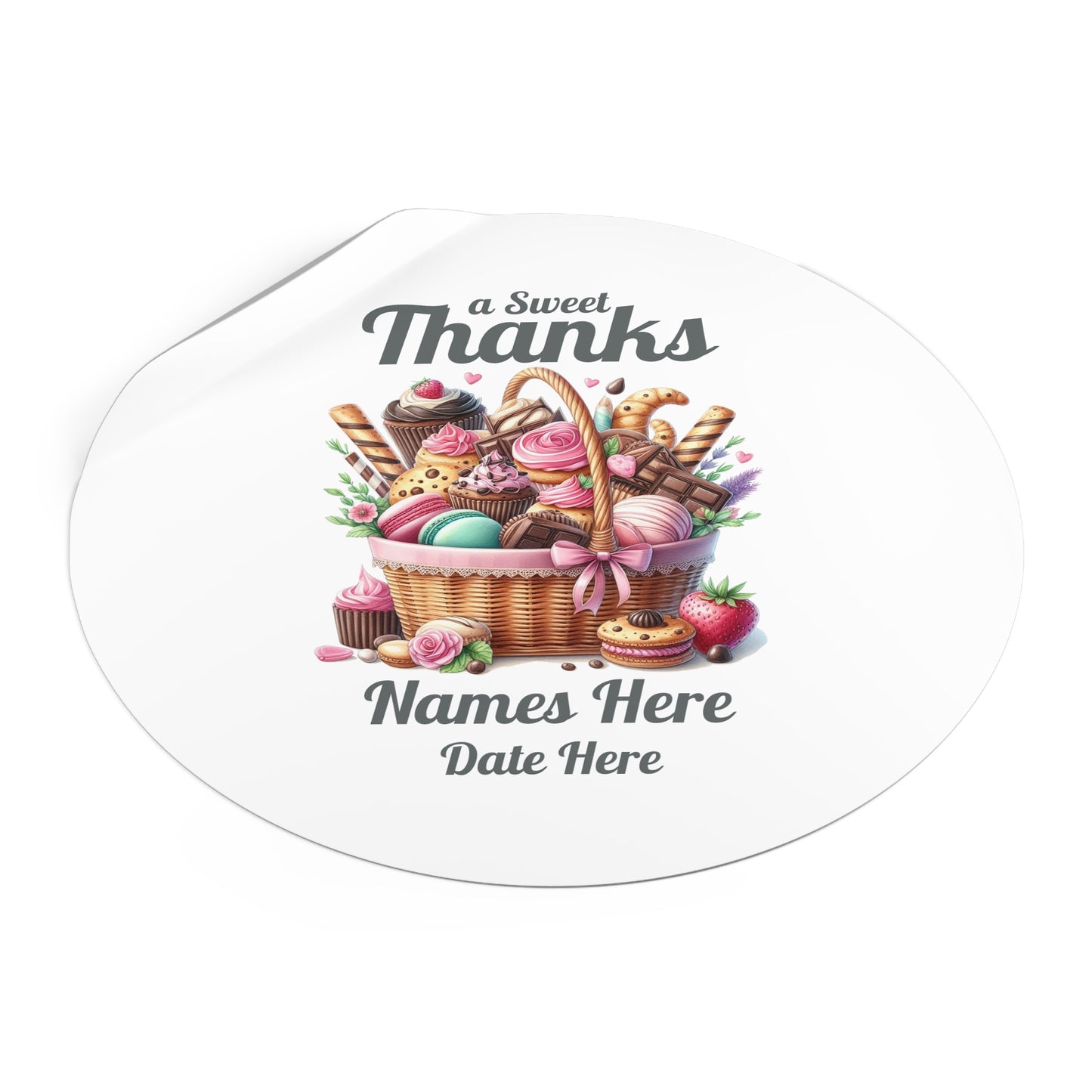 Sample Personalized Sweet Thanks Stickers for Events, Wedding Favors, Party Decor, Custom Labels, Gift Wrap