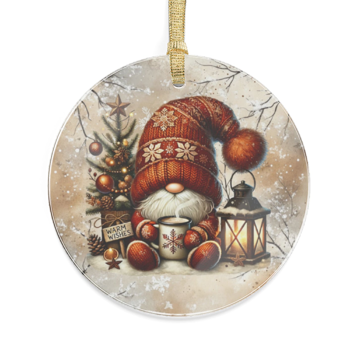 Festive Acrylic Christmas Ornaments - Cozy Santa Gnome Design Decor