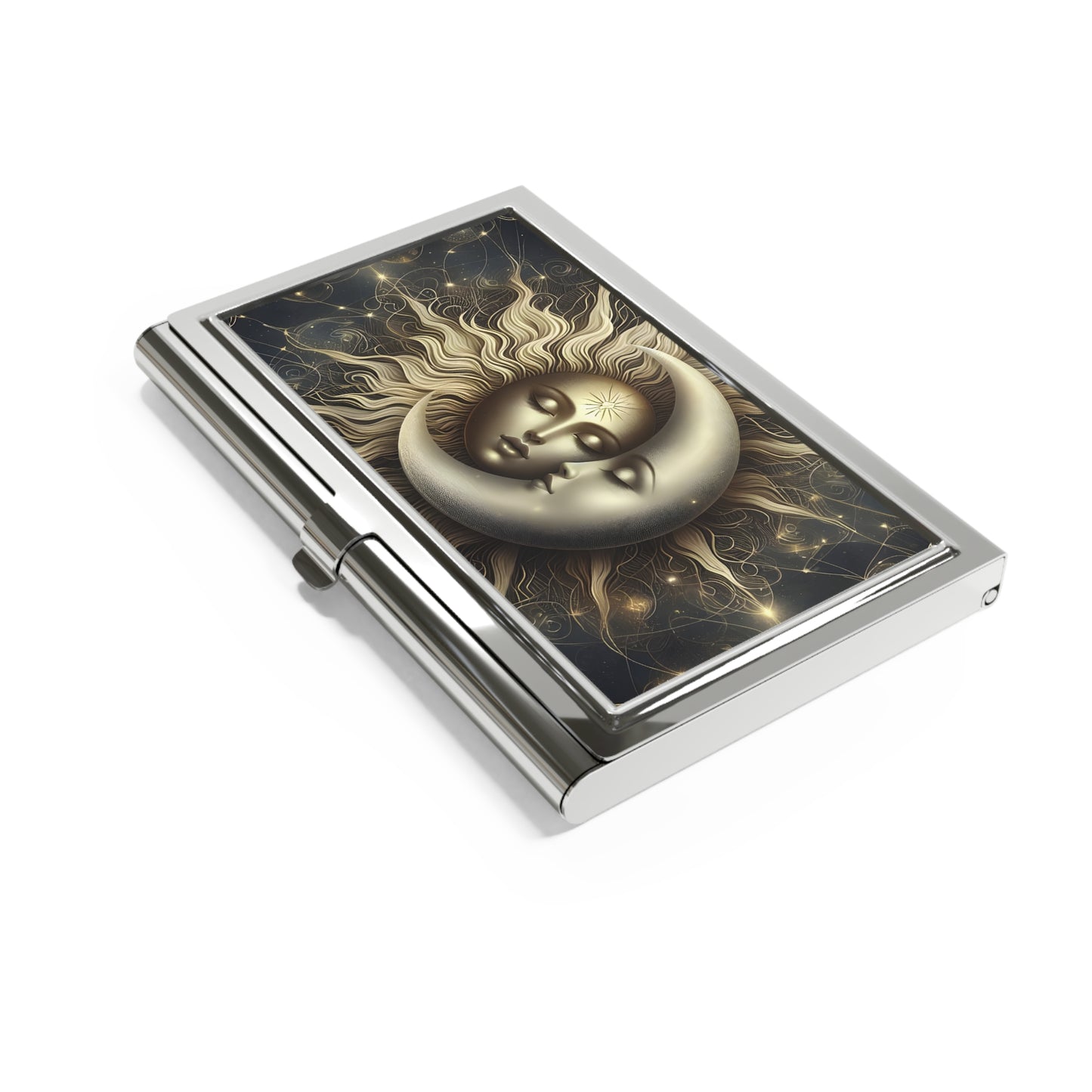 Celestial Sun & Moon Business Card Holder — Mystical Professional Card Case