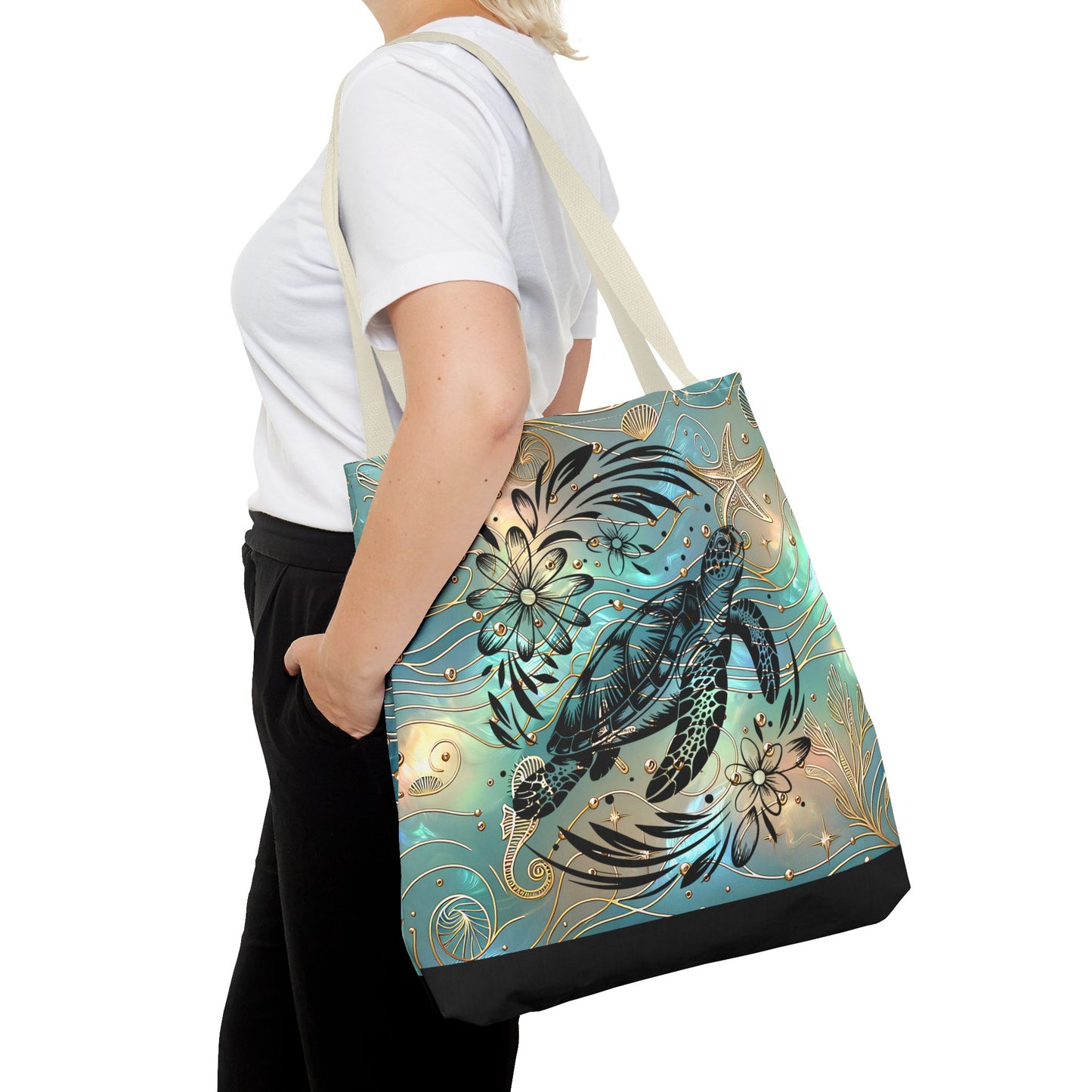 Ocean-Inspired Turtle Tote Bag - Beach Lover's Canvas Eco-Friendly Summer Gift