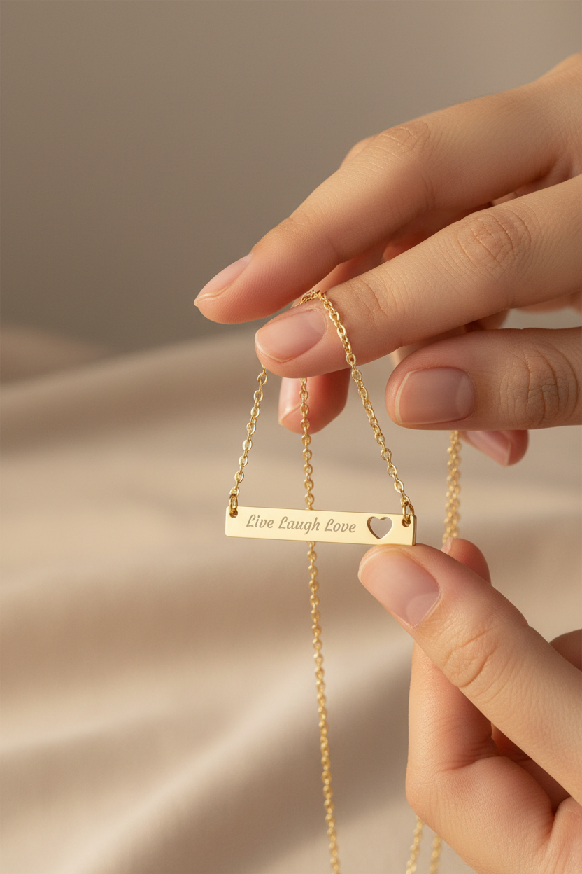 Gold PVD live laugh love pendant