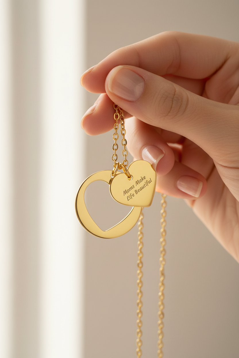 Gold PVD moms make life beautiful pendant