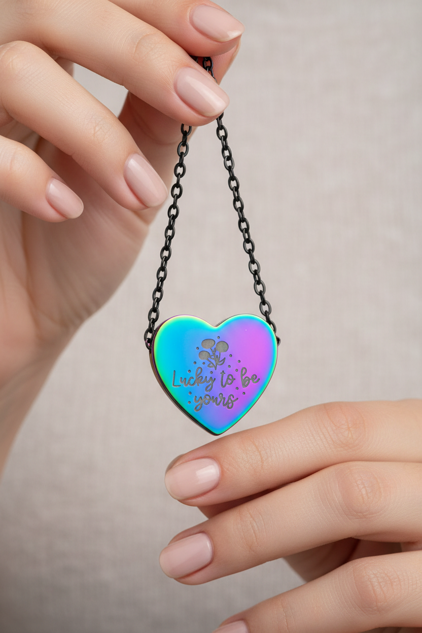 Rainbow PVD heart pendant