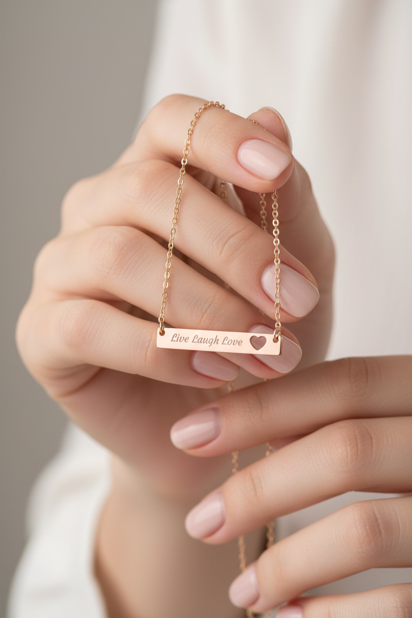 Rose Gold PVD live laugh love pendant