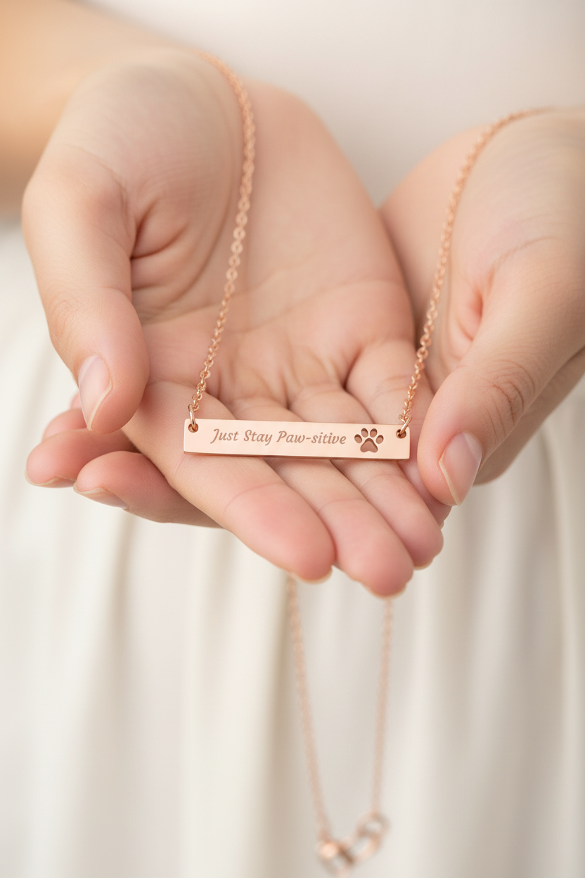 Rose Gold PVD paw bar pendant