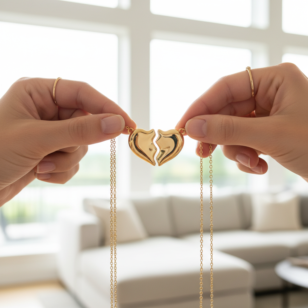 Sisters Gold Split Heart