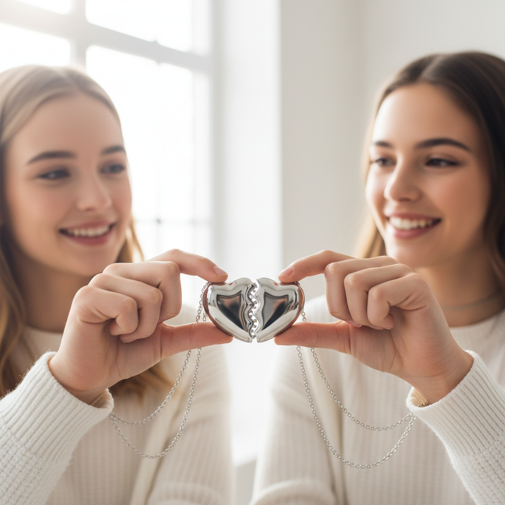 Sisters Steel Split Heart