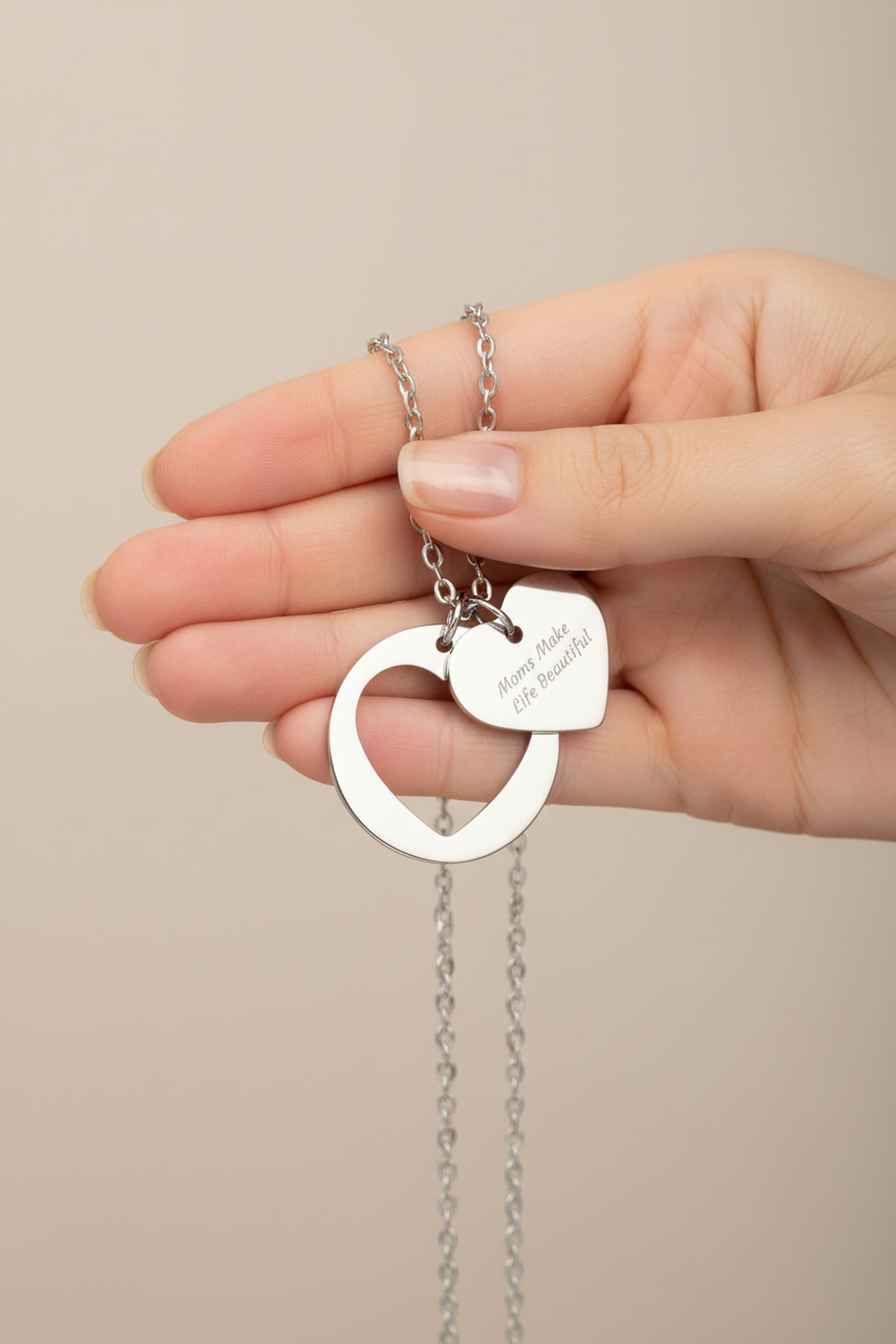 Stainless Steel moms make life beautiful pendant