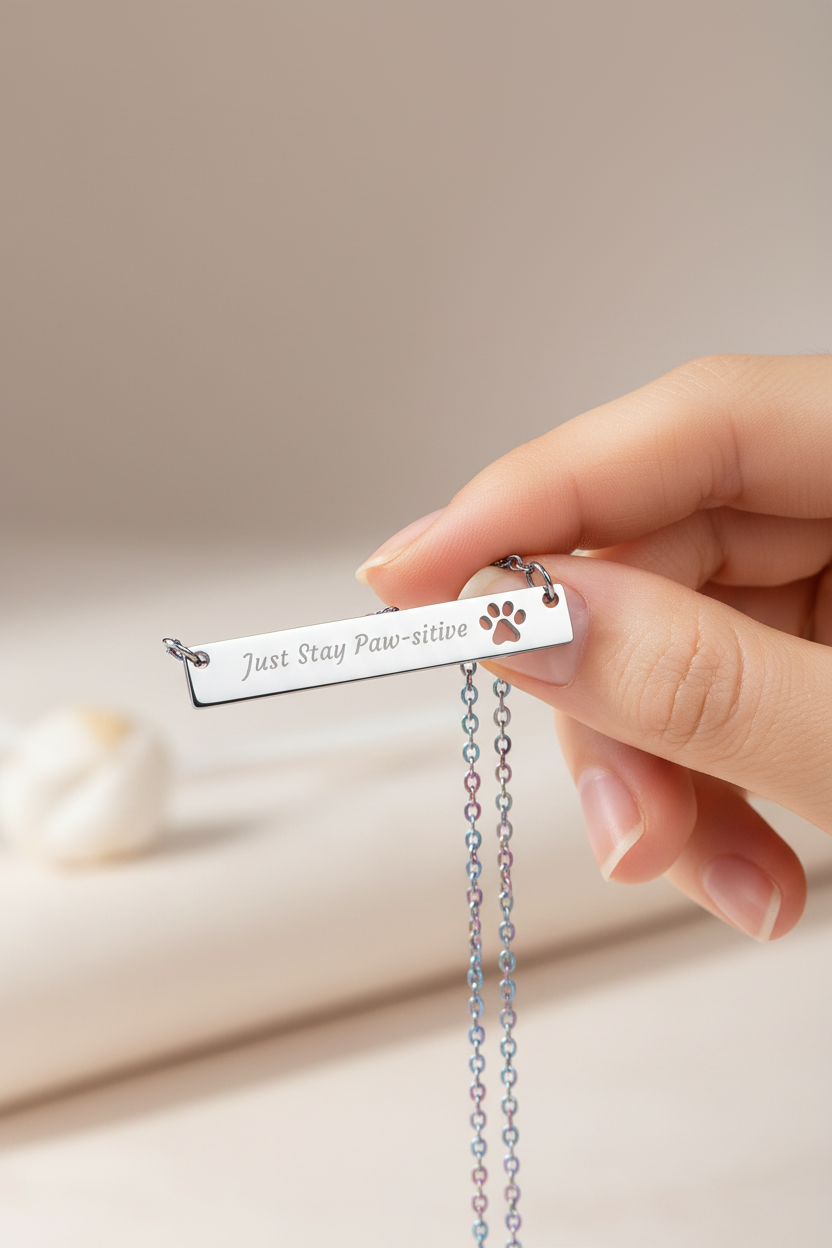 Stainless Steel paw bar pendant